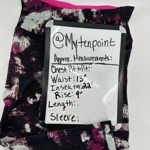 Lululemon Wunder Under Black Pink Kara Print Knit Yoga 22" Cropped 4 Leggings - Picture 7 of 7